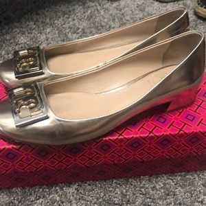 Gold Toryburch Platform Flats